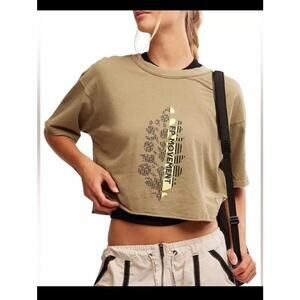 Free People FP Movement Inspire Tee Shirt Yoga Workout Cropped NWT Xlarge